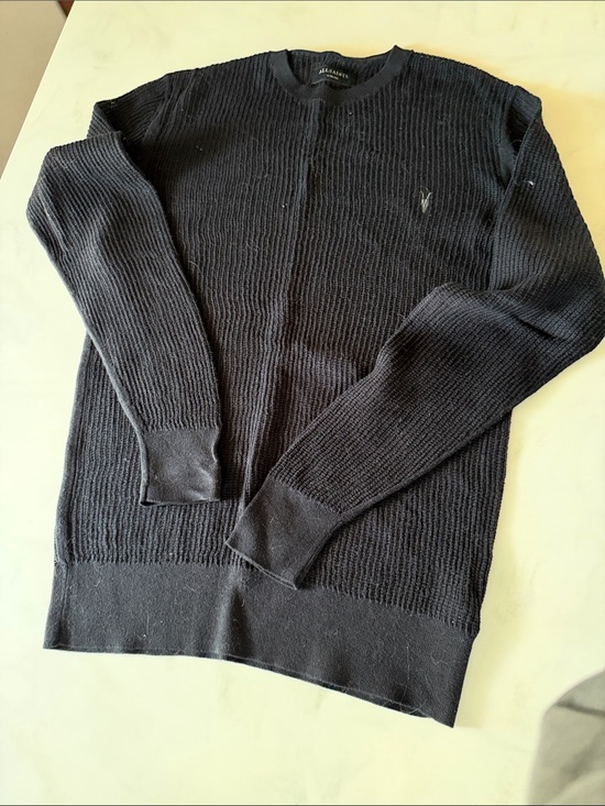All Saints Other - All Saints  Trias Crew Neck Black Knit  Ribbed Crewneck Sweater - Men's